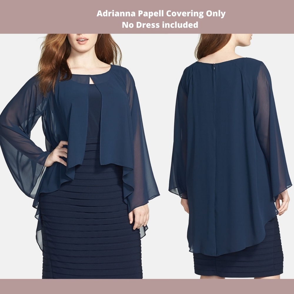 NWT Adrianna Papell Poncho Covering Sheer Top in Blue‎ [PLUS SZ 22W ]